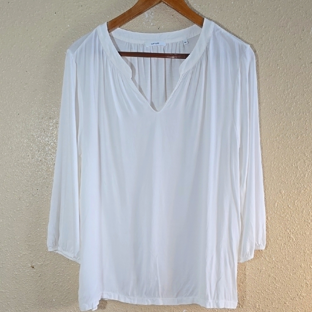 Opus White V-Neck Blouse